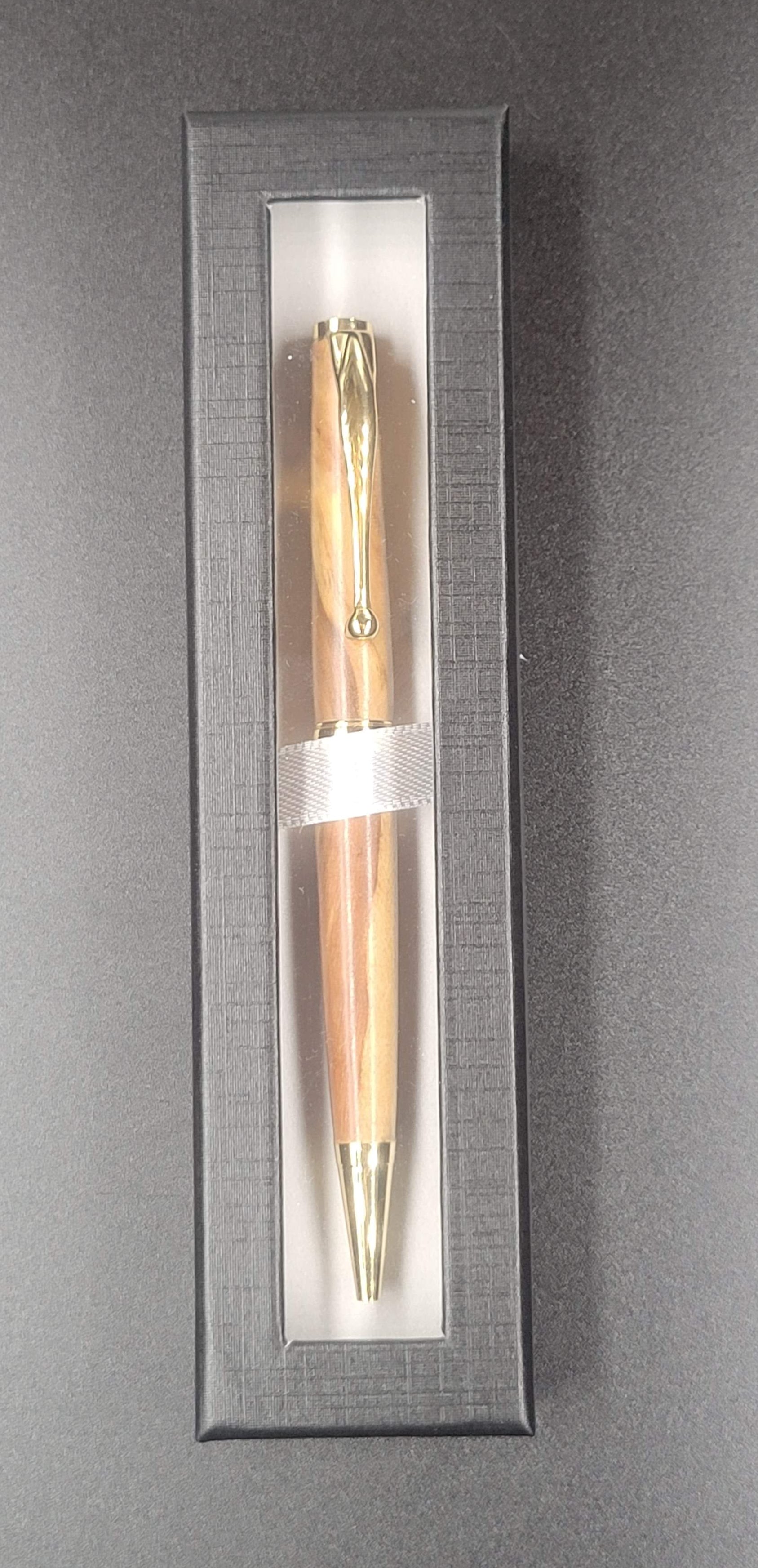 Slimline Brushed Satin Pen - Olive Wood
