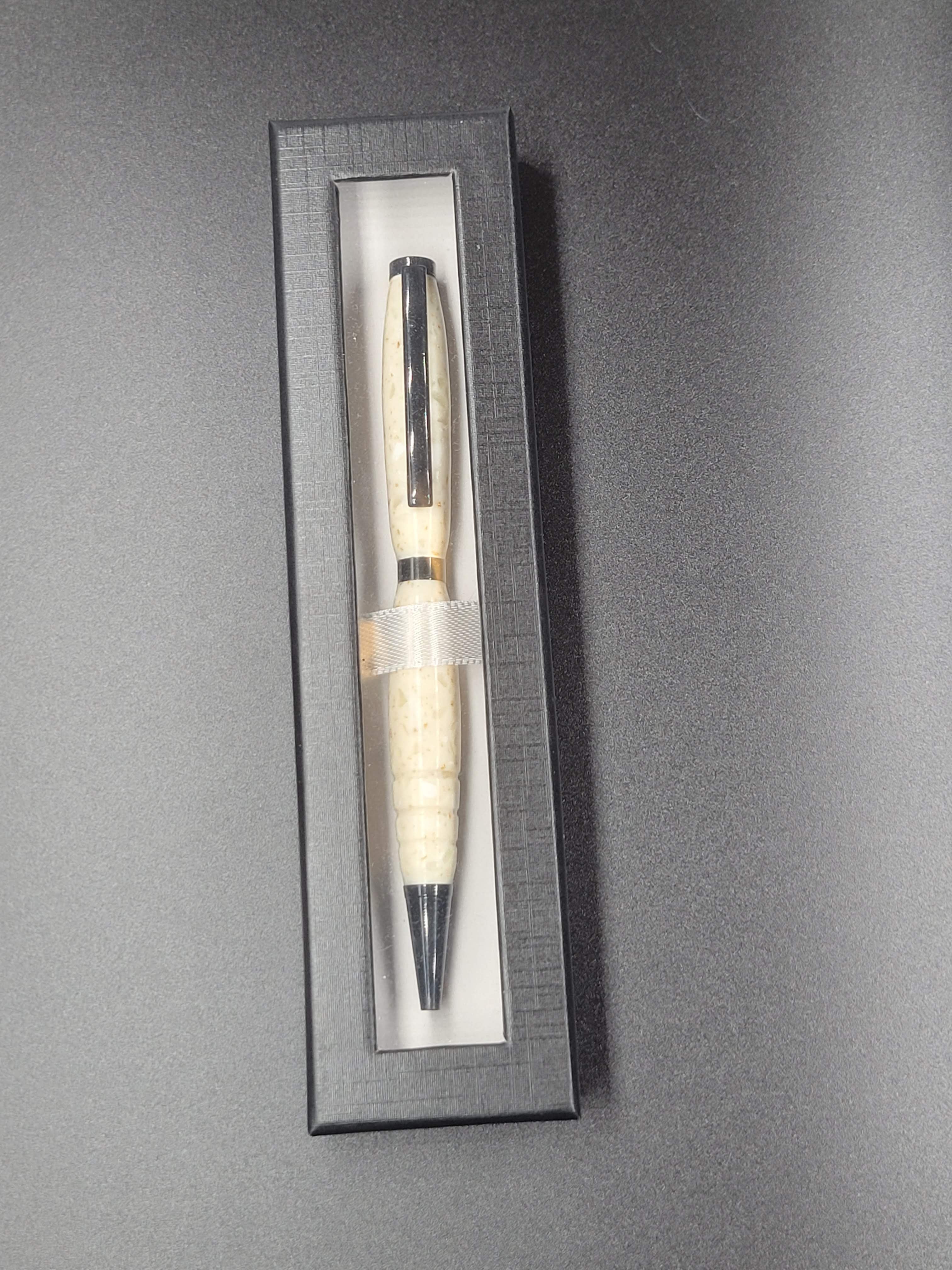 Slimline Black Chrome Pen – White Glow-in-the-Dark Acrylic