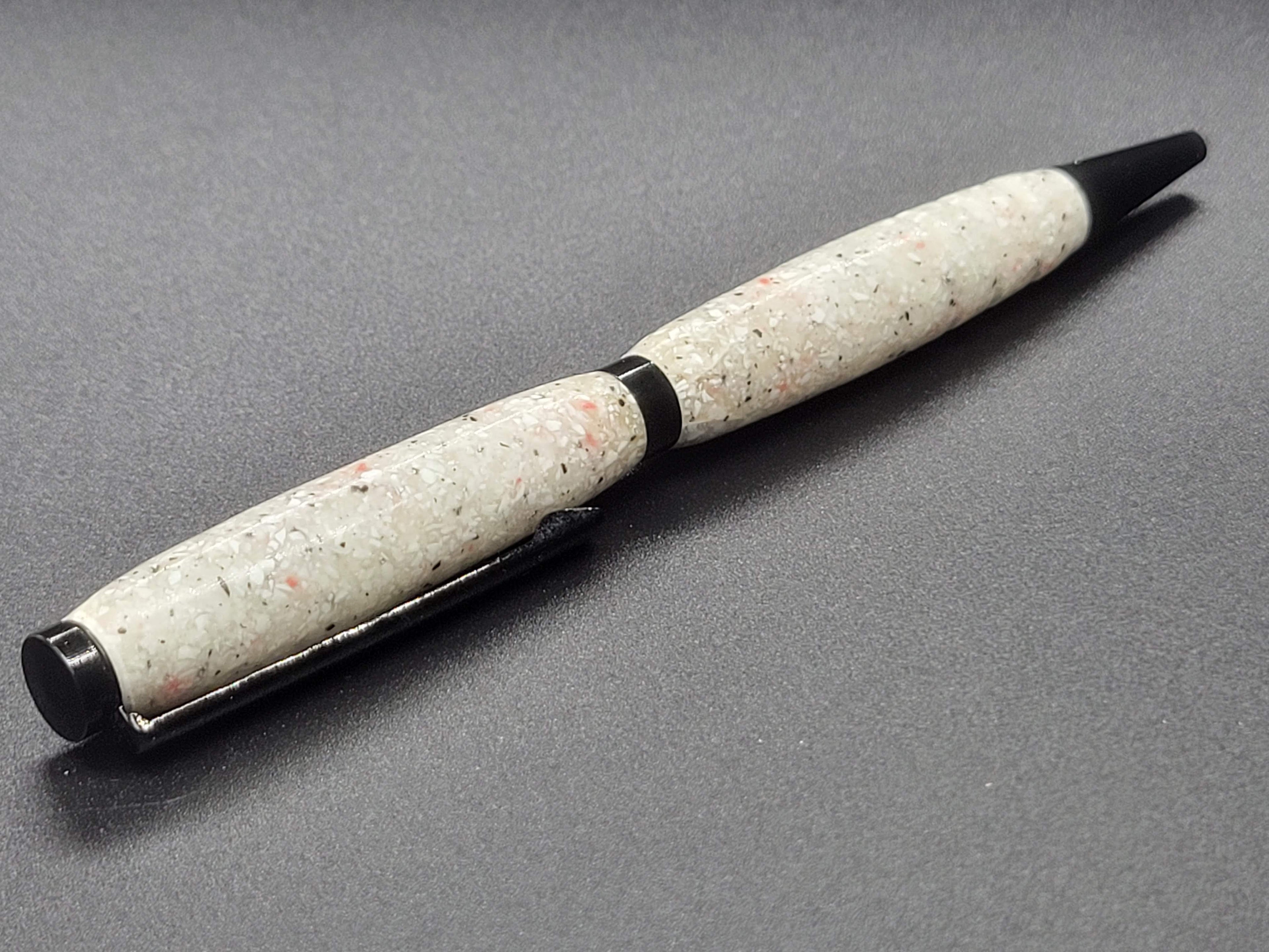 Slimline Black Chrome Pen – White Glow-in-the-Dark Acrylic (Speckled)