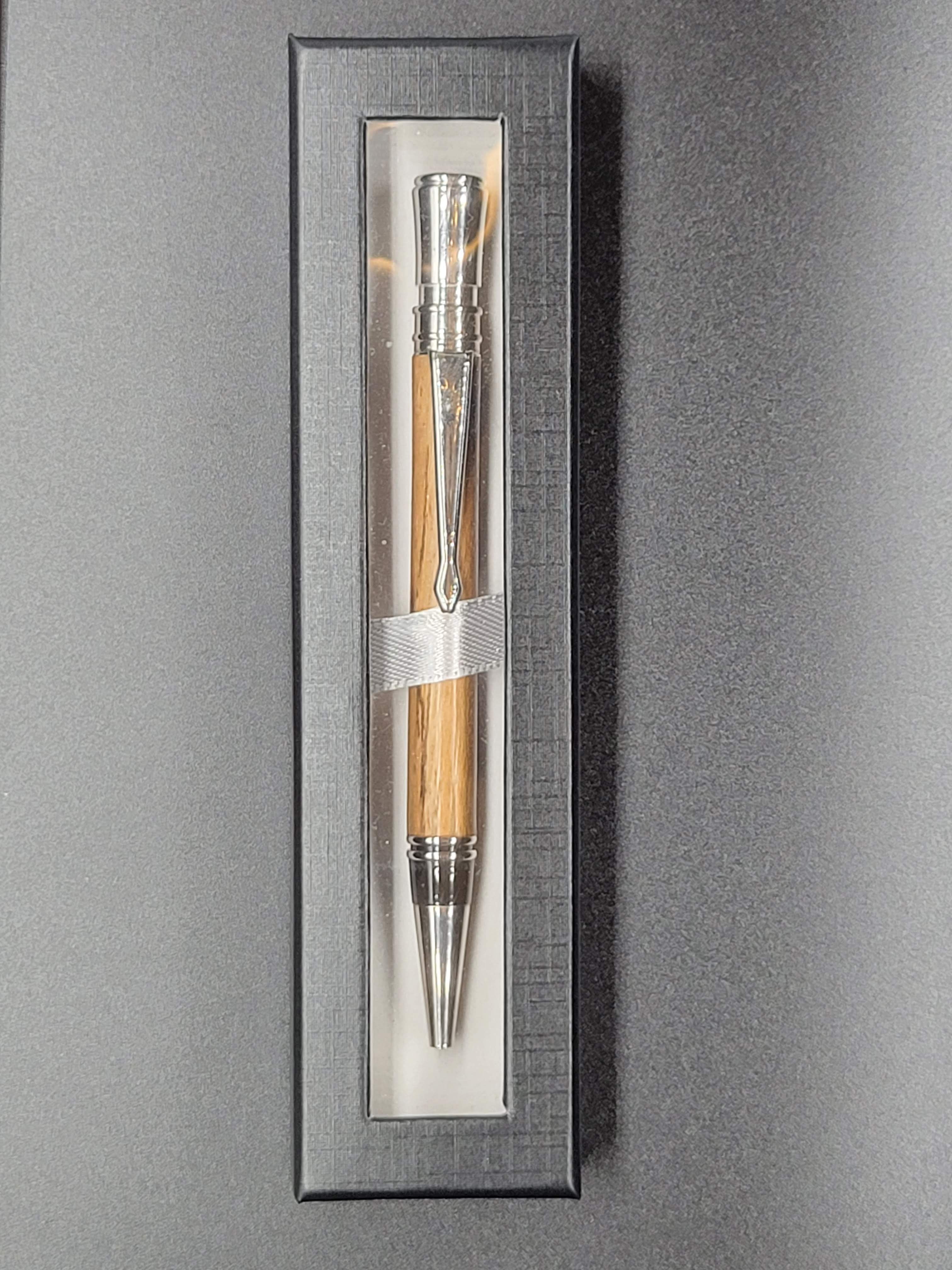 Executive Twist Brushed Satin Pen – Marble Wood