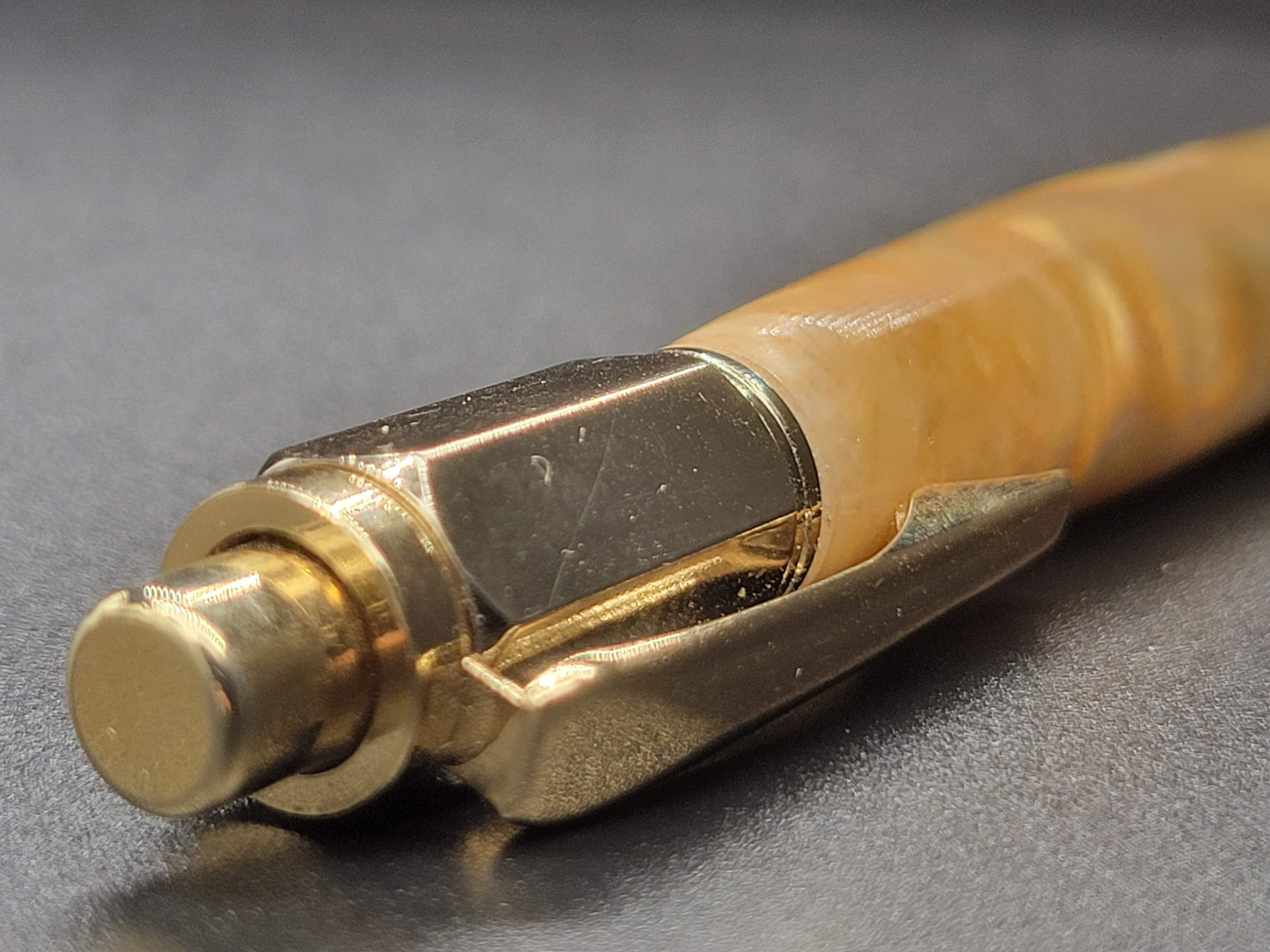 Vertex Gold Pen - Gold and Blue Swirl Acrylic