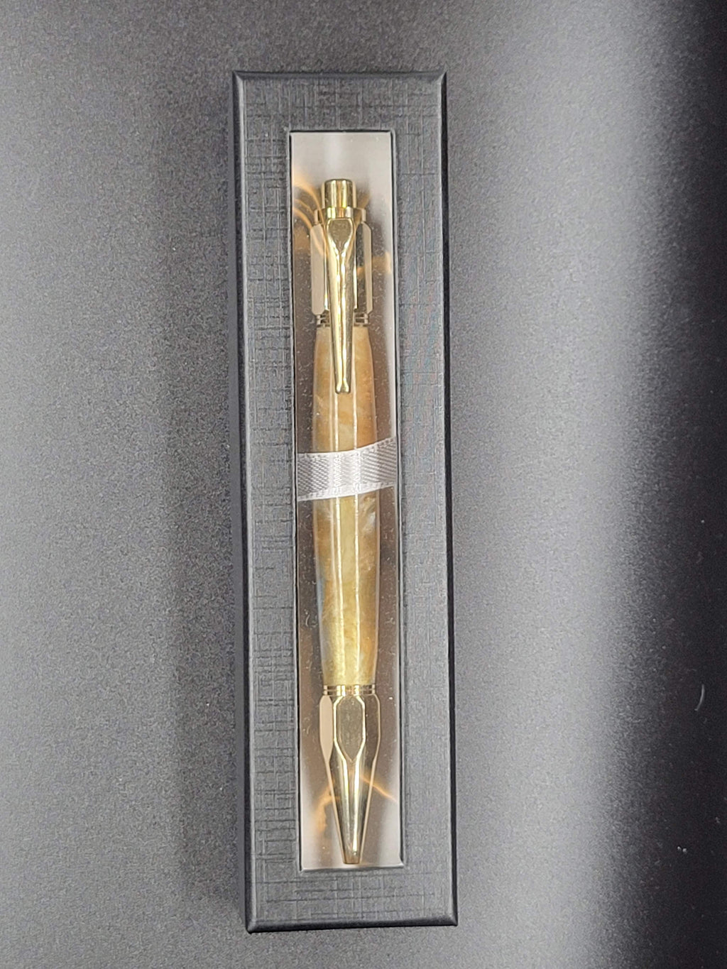 Vertex Gold Pen - Gold and Blue Swirl Acrylic