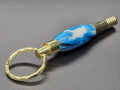 Whistle Key Ring Gold – White and Blue Swirl Acrylic