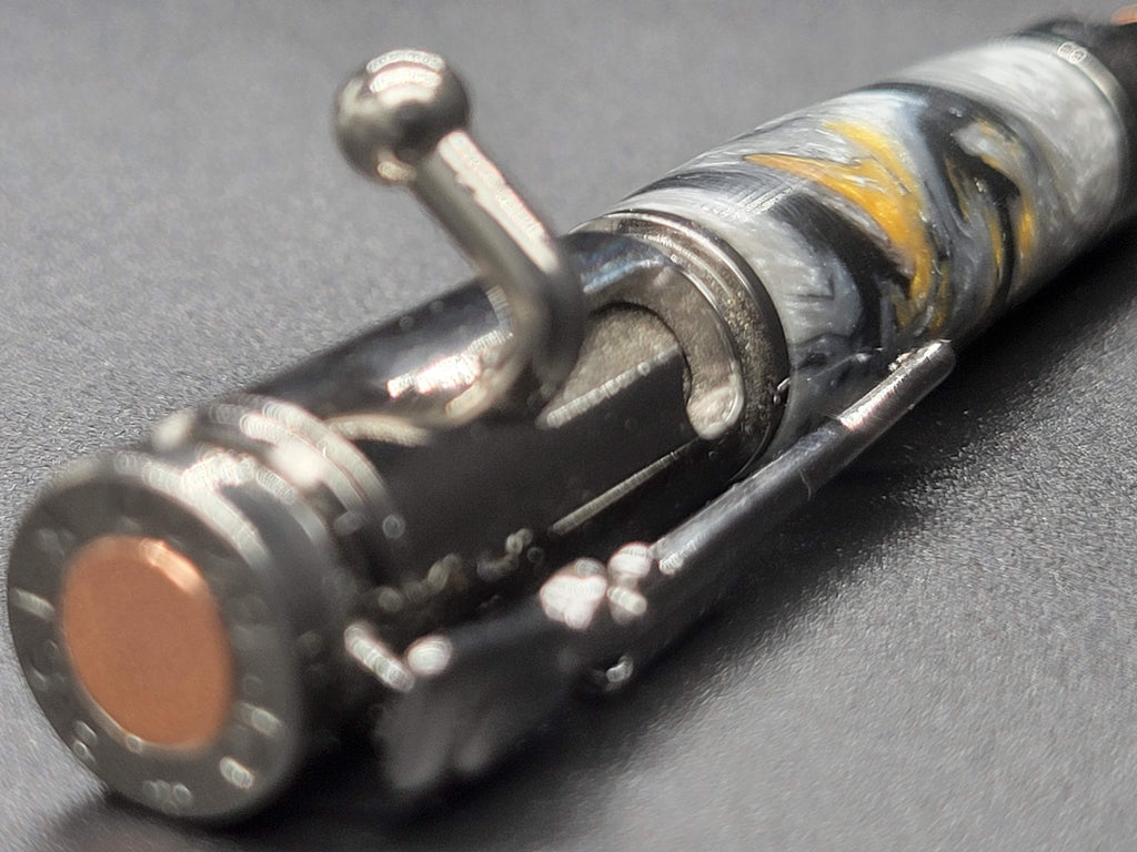 Bolt Action Mini .30 Caliber, Gun Metal - Acrylic – Gold, Silver & Black Swirl