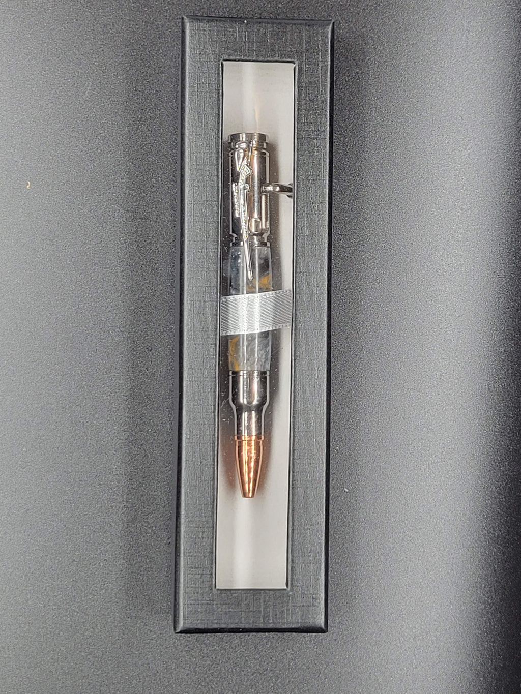 Bolt Action Mini .30 Caliber, Gun Metal - Acrylic – Gold, Silver & Black Swirl