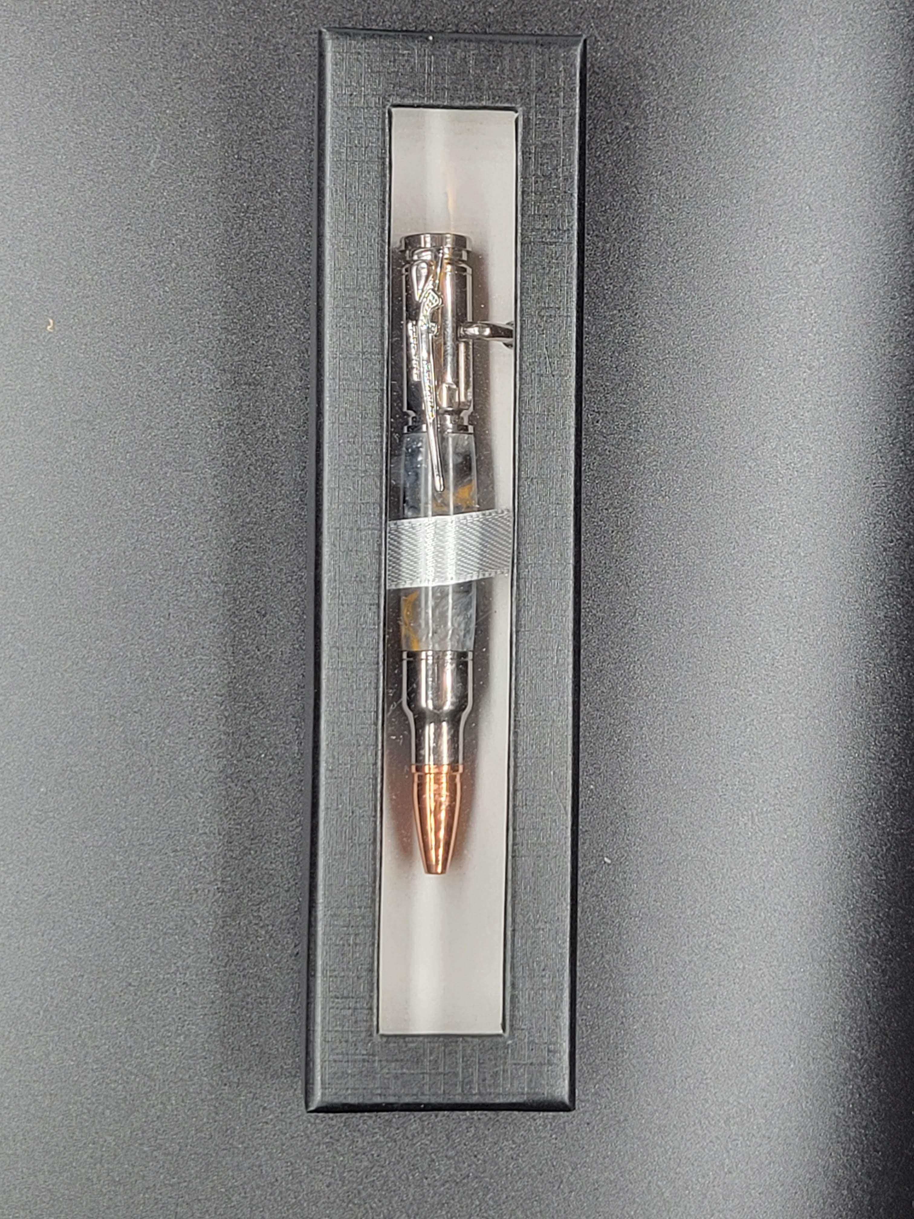 Bolt Action Mini .30 Caliber, Gun Metal - Acrylic – Gold, Silver & Black Swirl