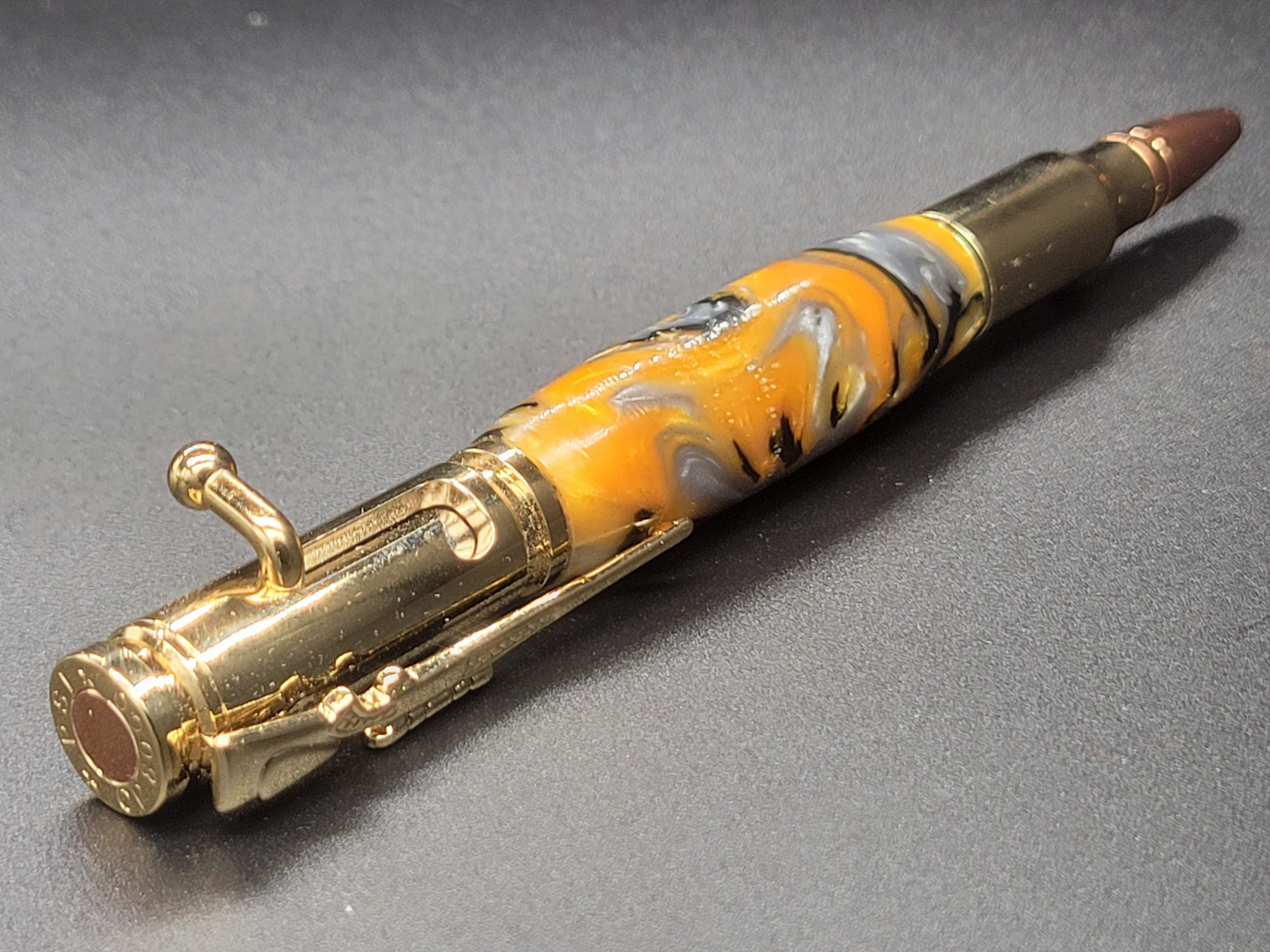 Bolt Action .30 Caliber Antique Brass – Gold, Silver & Black Swirl