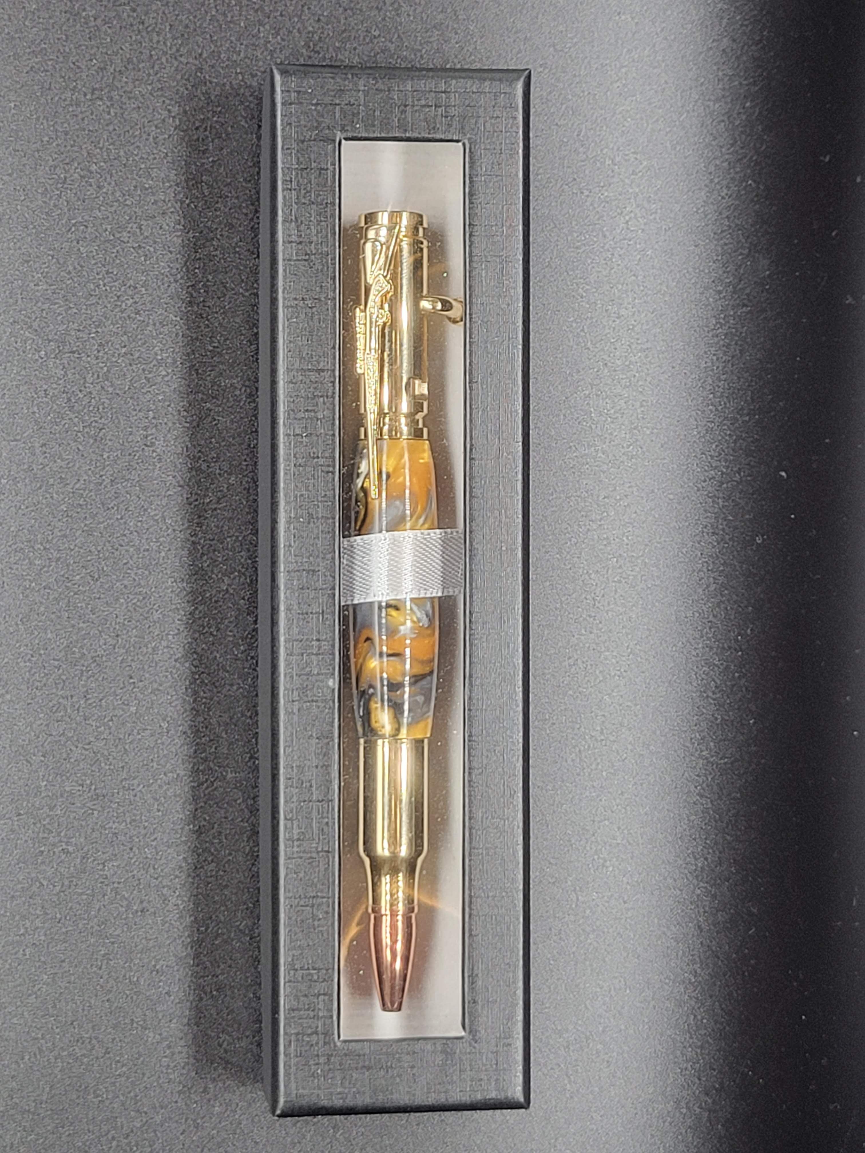 Bolt Action .30 Caliber Antique Brass – Gold, Silver & Black Swirl